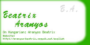 beatrix aranyos business card